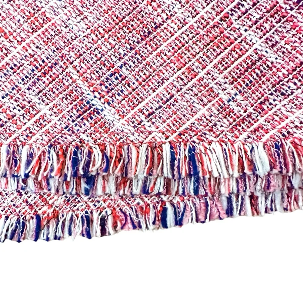 Banana Republic Skirt, Tweed Style with Fringe, Size 2, Pink, Red, White, Blue